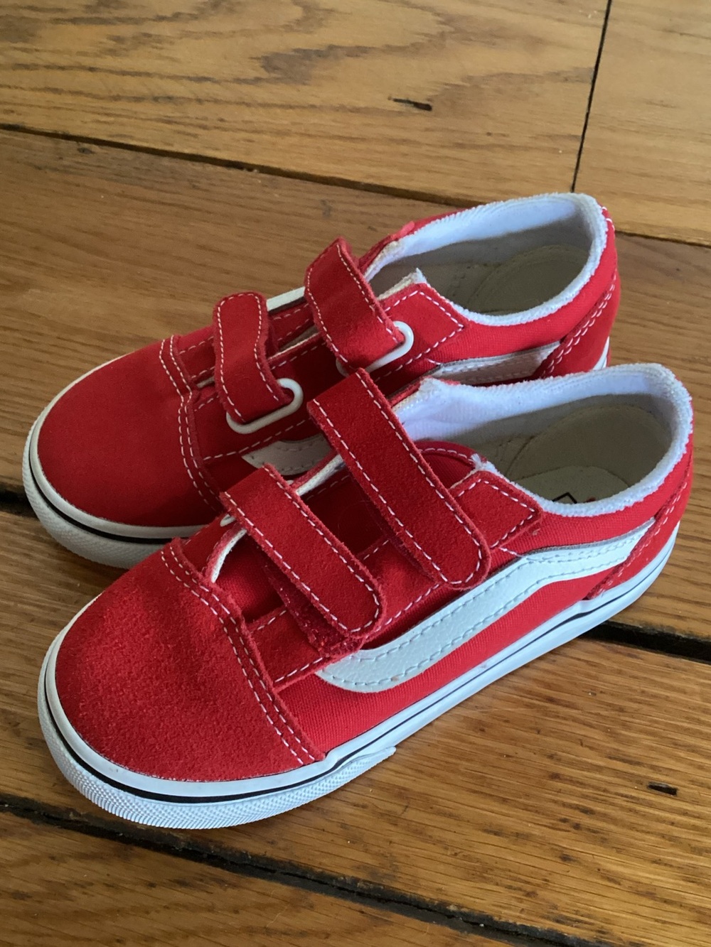 Vans Toddler 9.5 Red White Velcro Low-top Sneakers